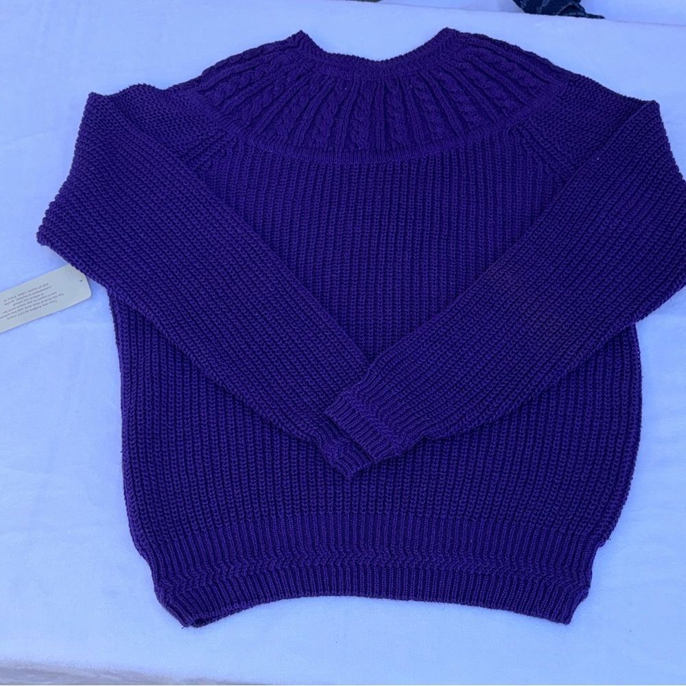 KAREN SCOTT Vintage Purple Turtleneck Cable Knit Sweater Size Small - Picture 5 of 8